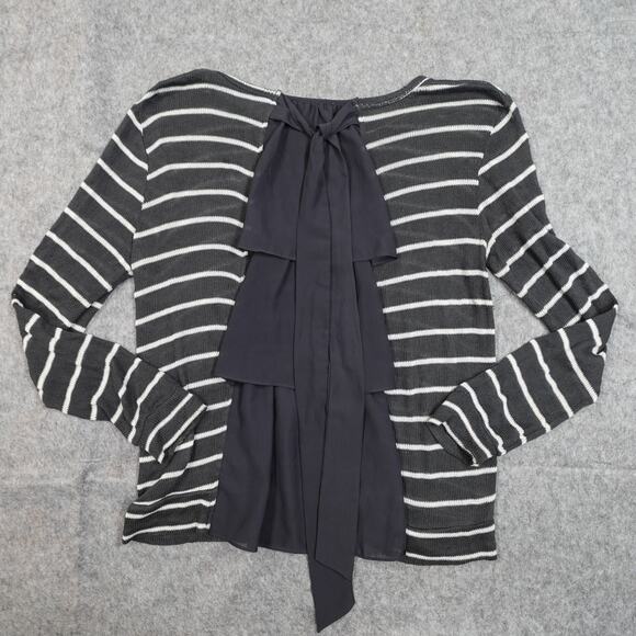 Anthropologie Top Womens Small Knit Long Sleeve Striped Ruffle Clu Willoughby - Picture 5 of 9